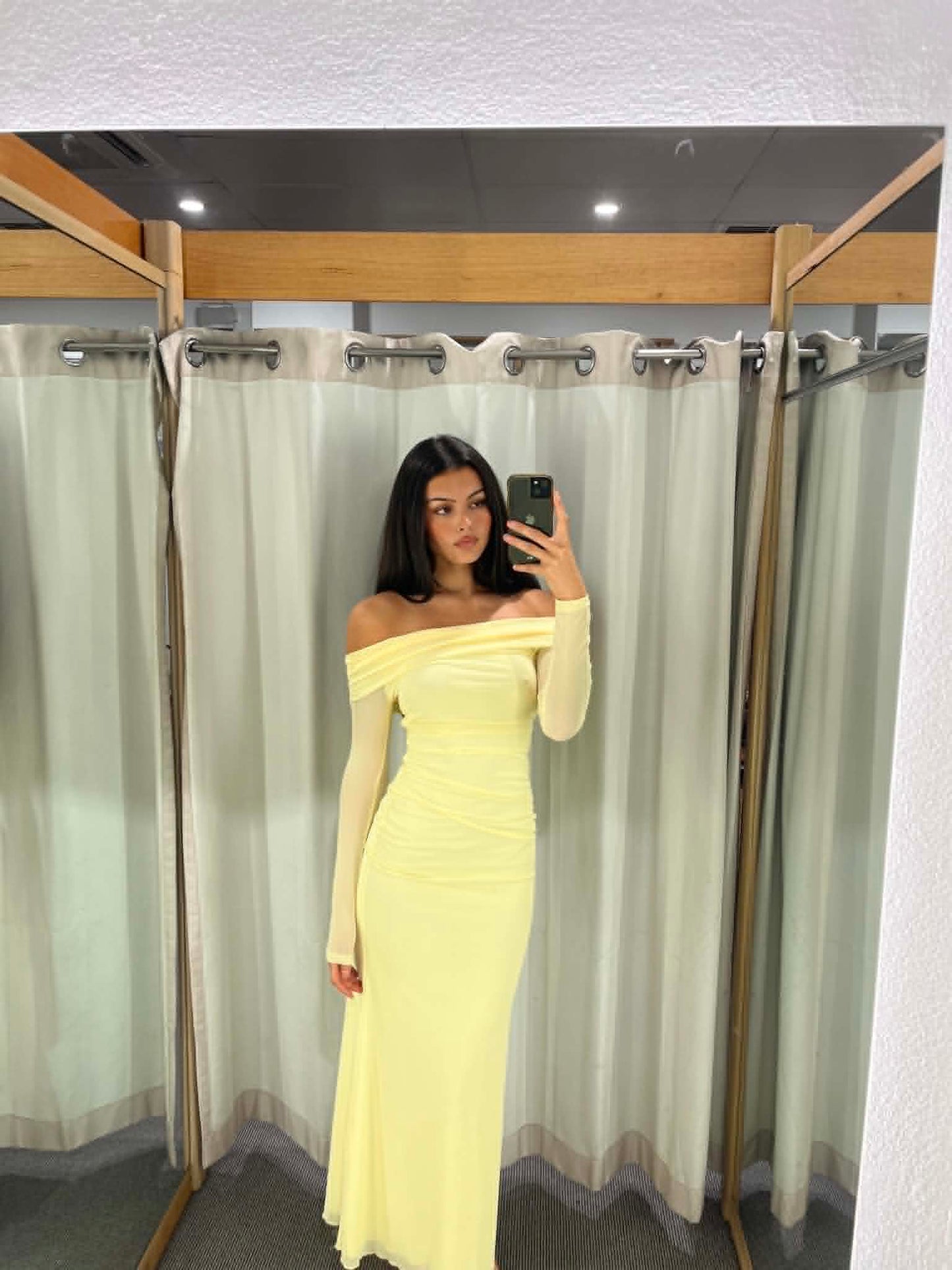 Butter Yellow Off-Shoulder Maxi Dress