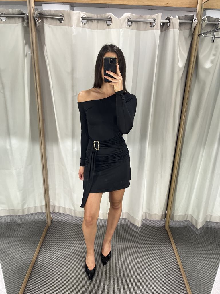 Black One Shoulder Mini Dress