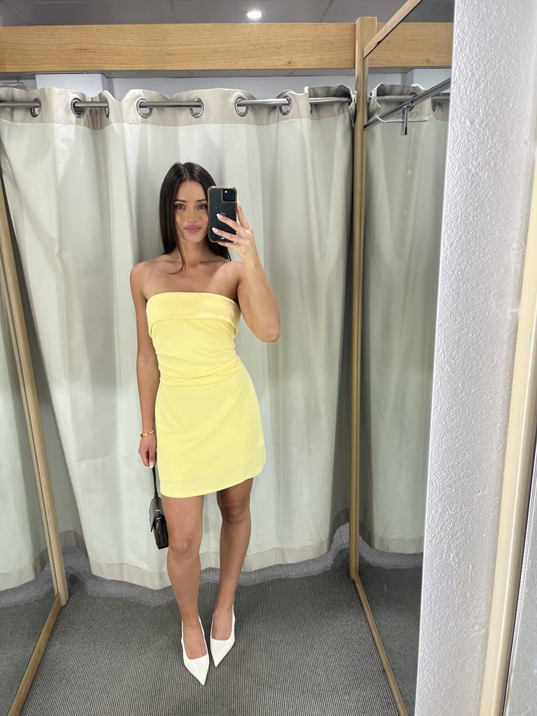 Meadow yellow strapless mini