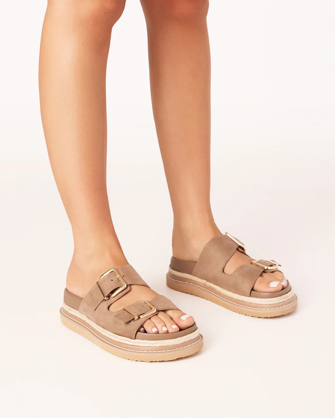 Alder Fawn Suede Sandals Billini