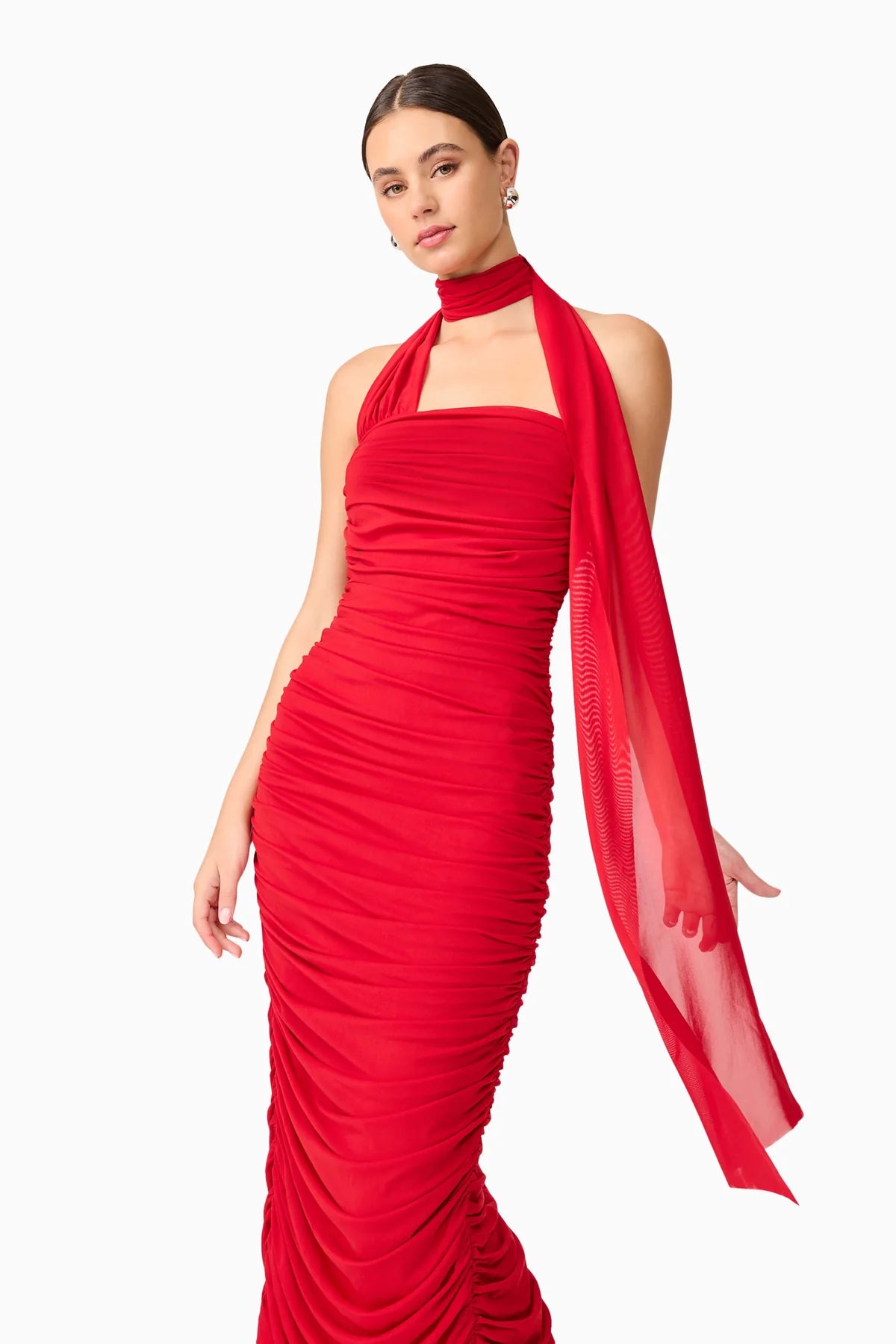 Darya Asymmetrical Gown in Red