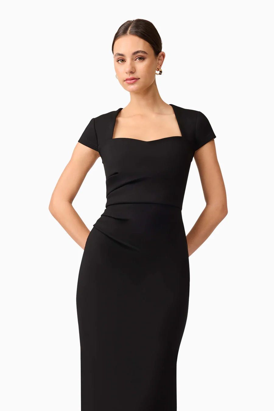 Alina Fitted Midi Dress in Black