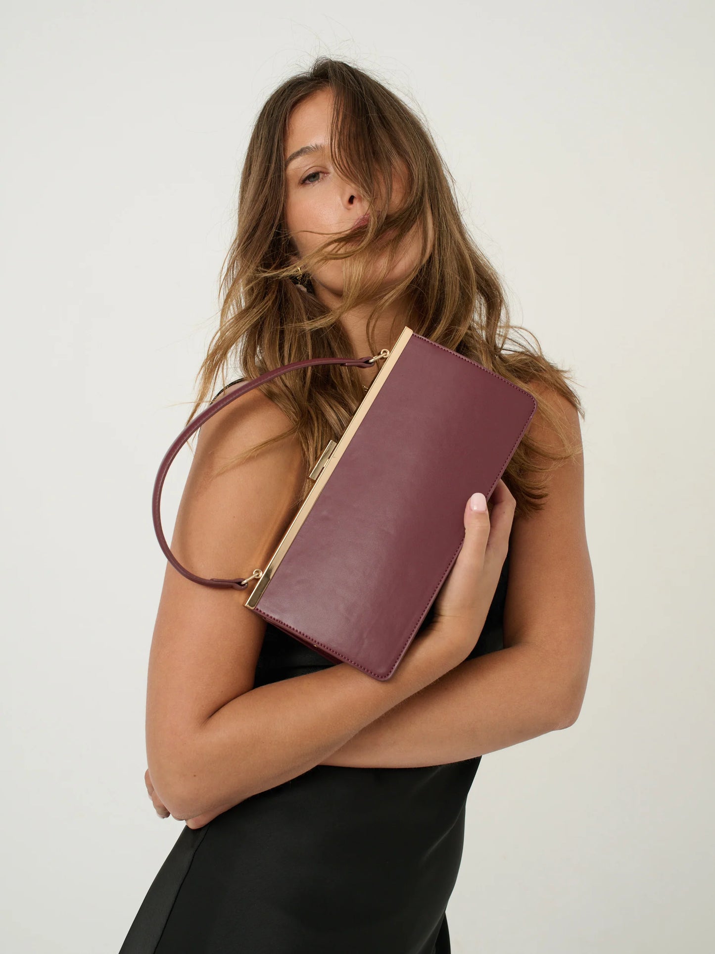 Solene Burgandy Top Handle Handbag