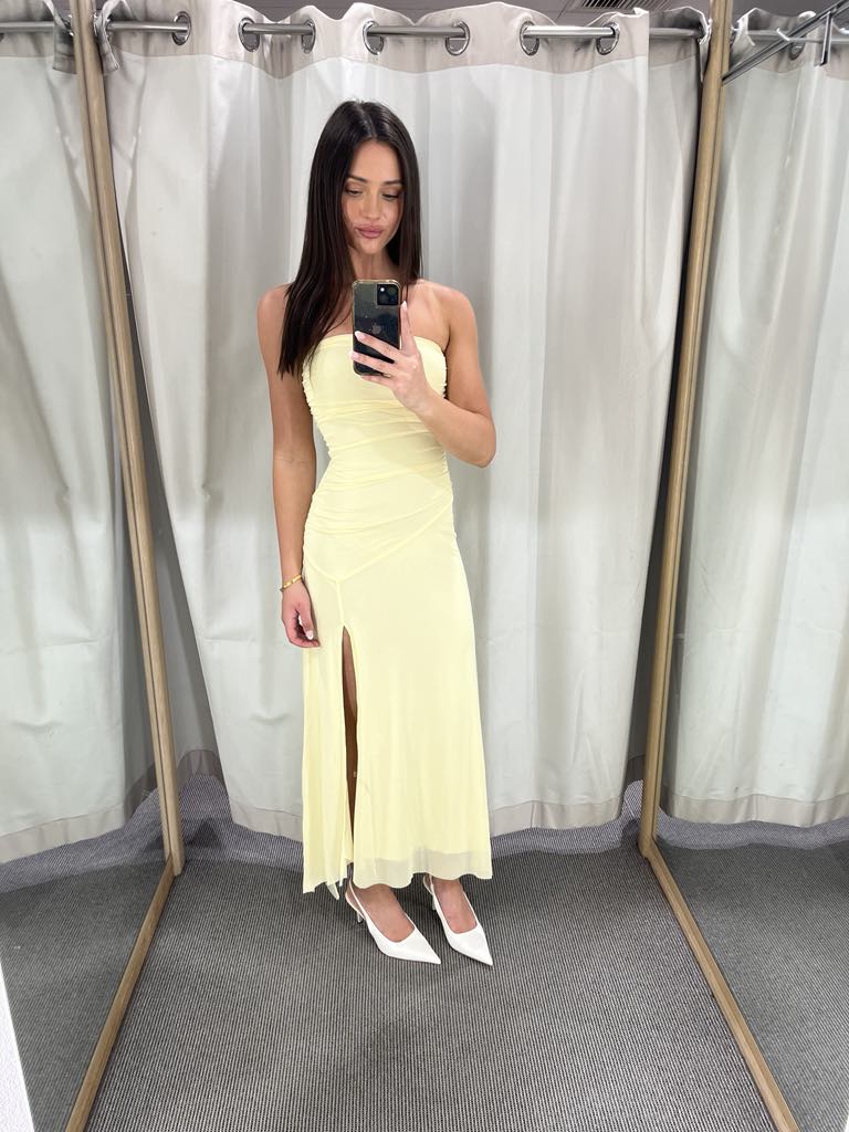 Haven yellow strapless dress