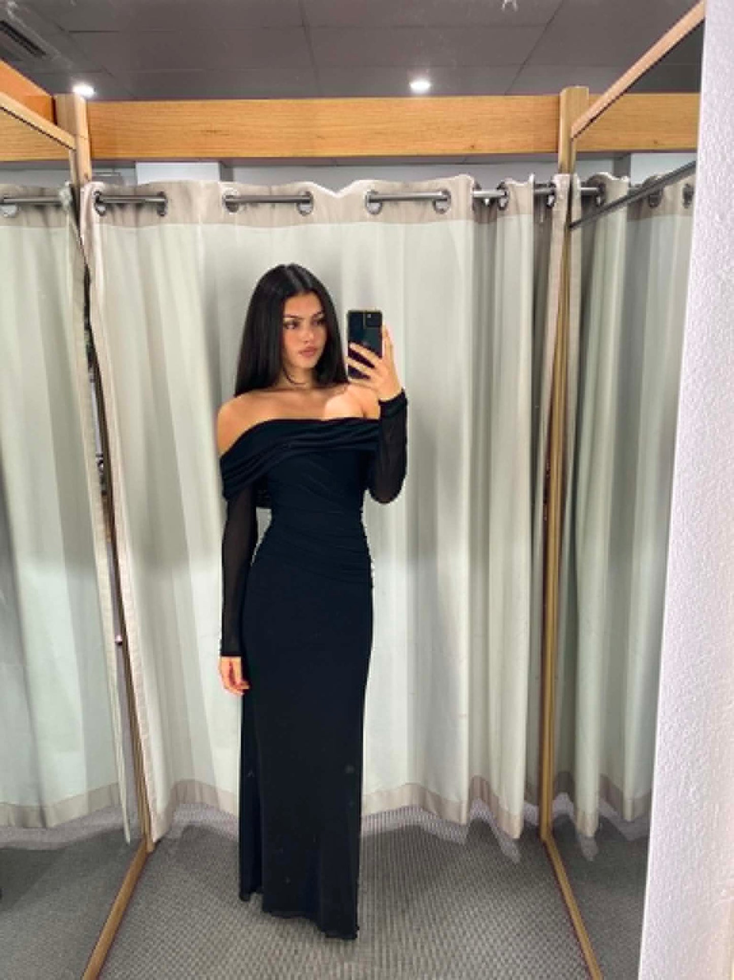 Midnight Off-Shoulder Maxi Dress