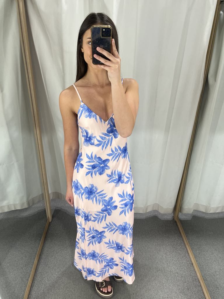 Blue and pink floral