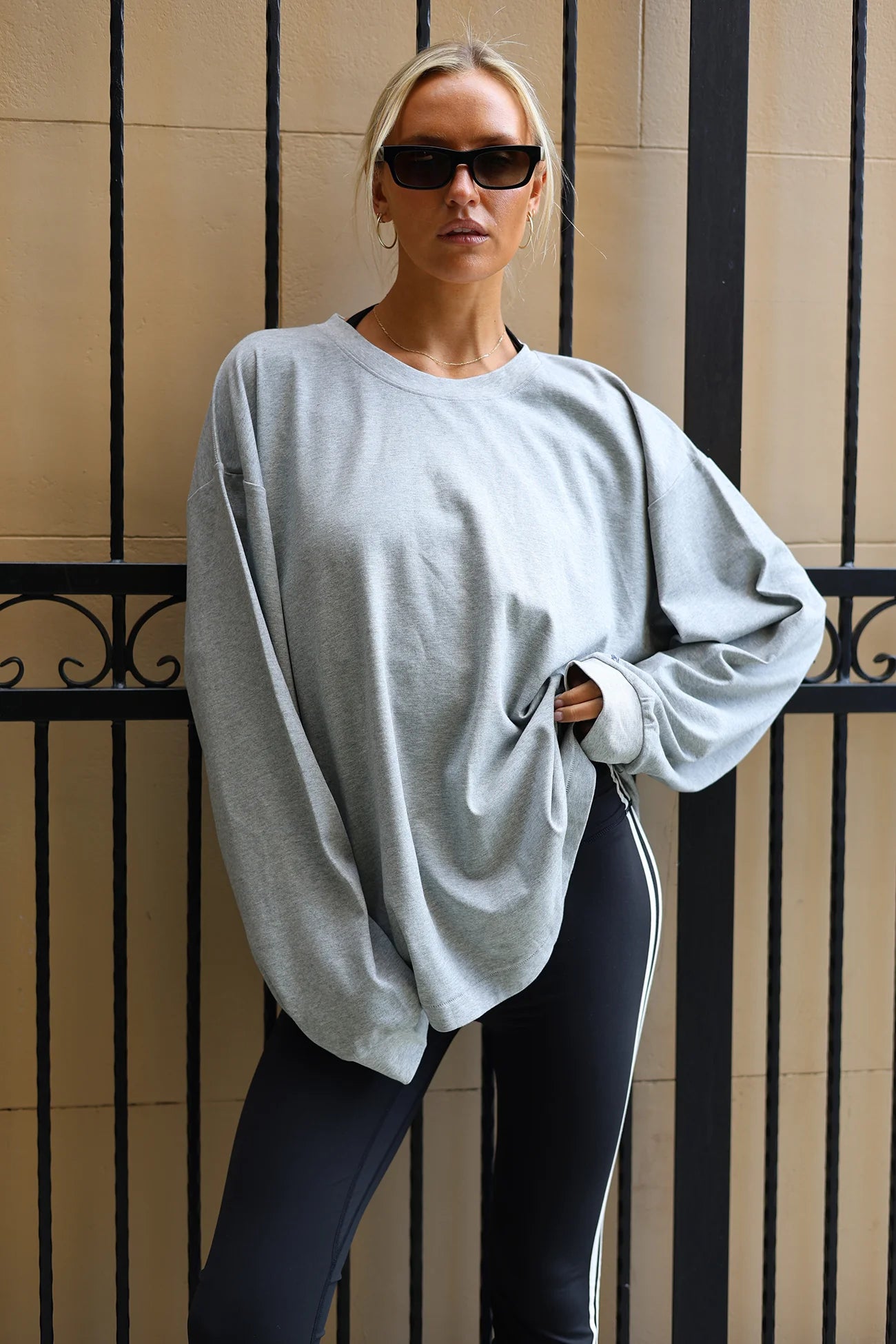 PRE ORDER Logan Oversized LS Tee - Grey Marle