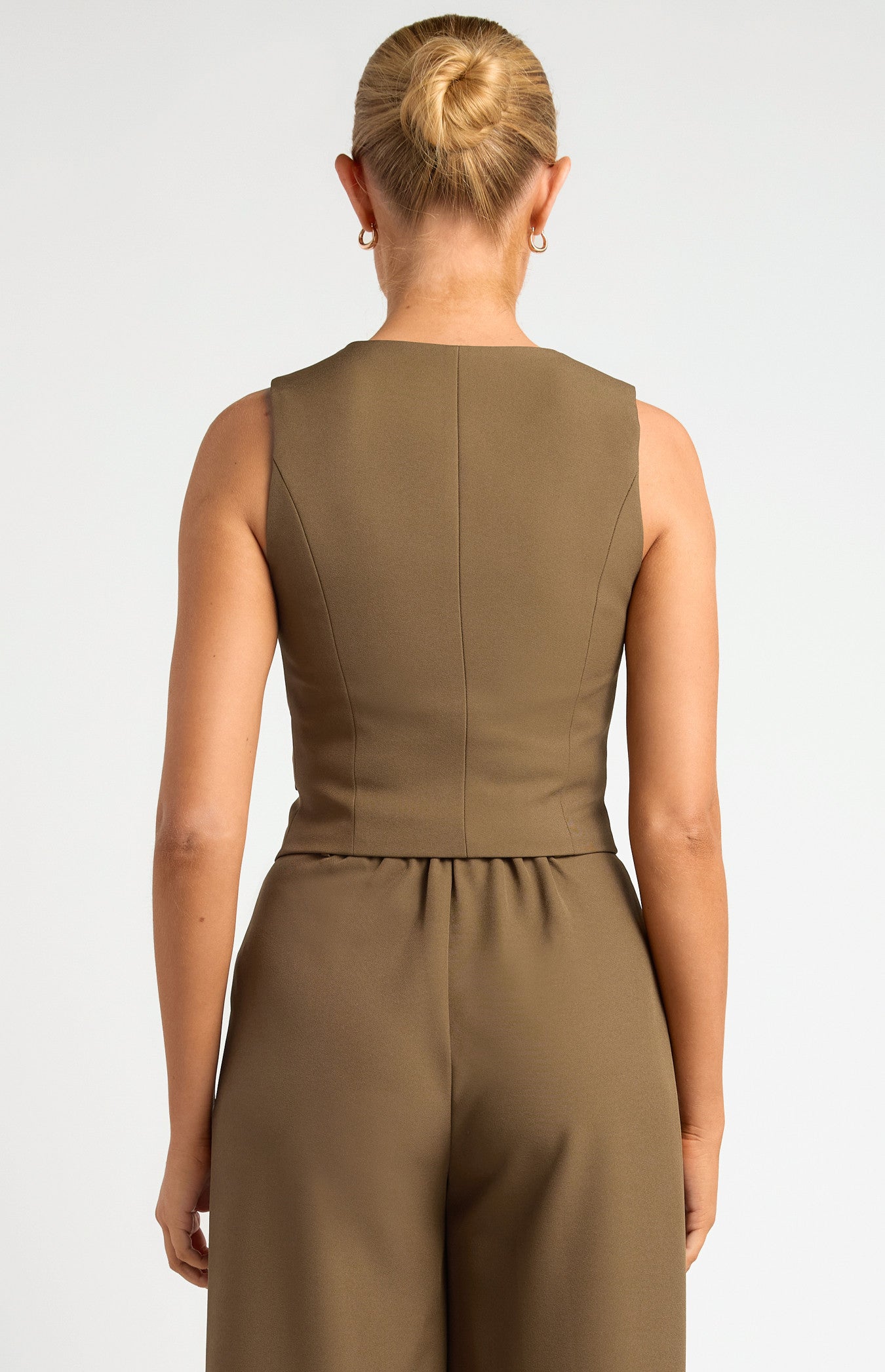 Button Up Vest with Faux Pocket Detail