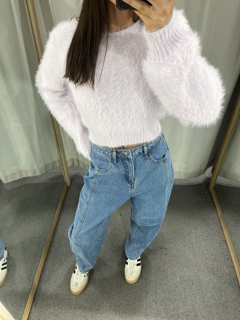 Tahlia Fluffy Knit Mink Pink