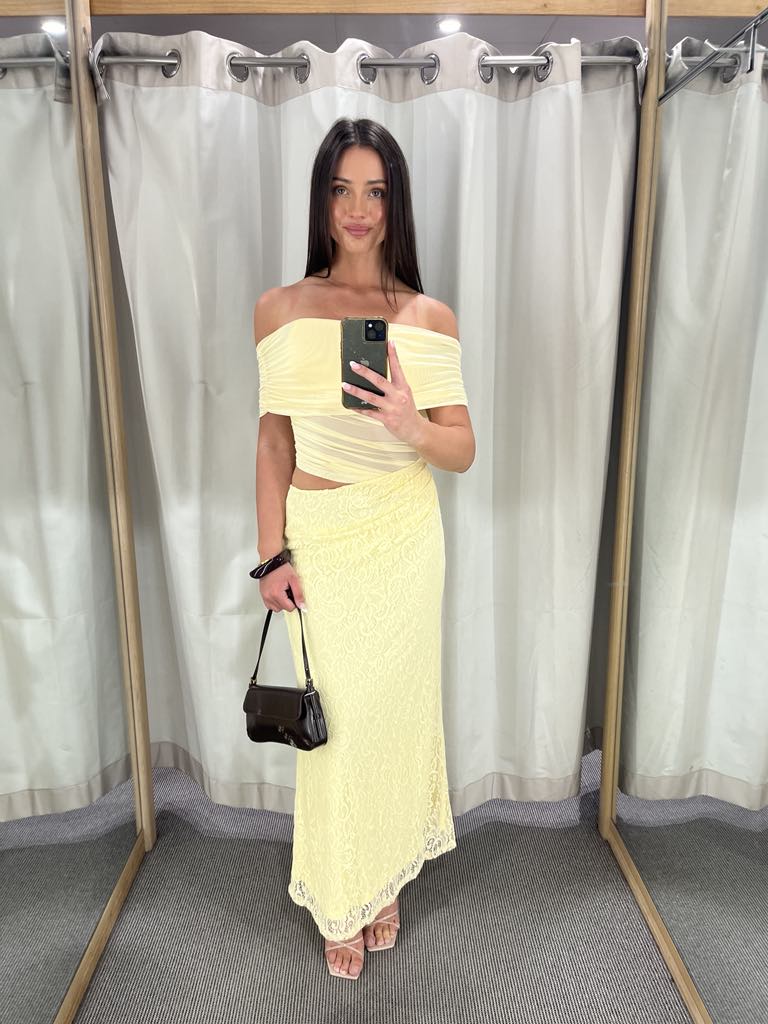 Eden butter off the shoulder detailed dress