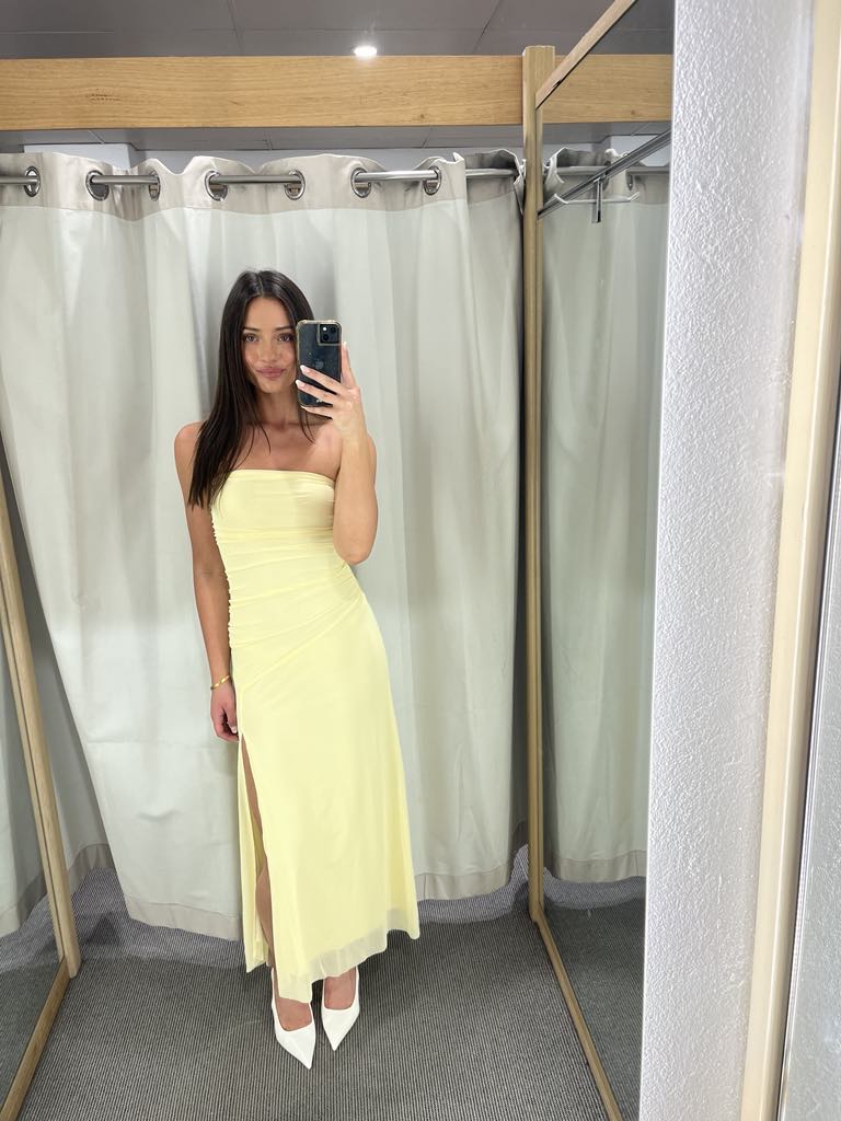 Haven yellow strapless dress