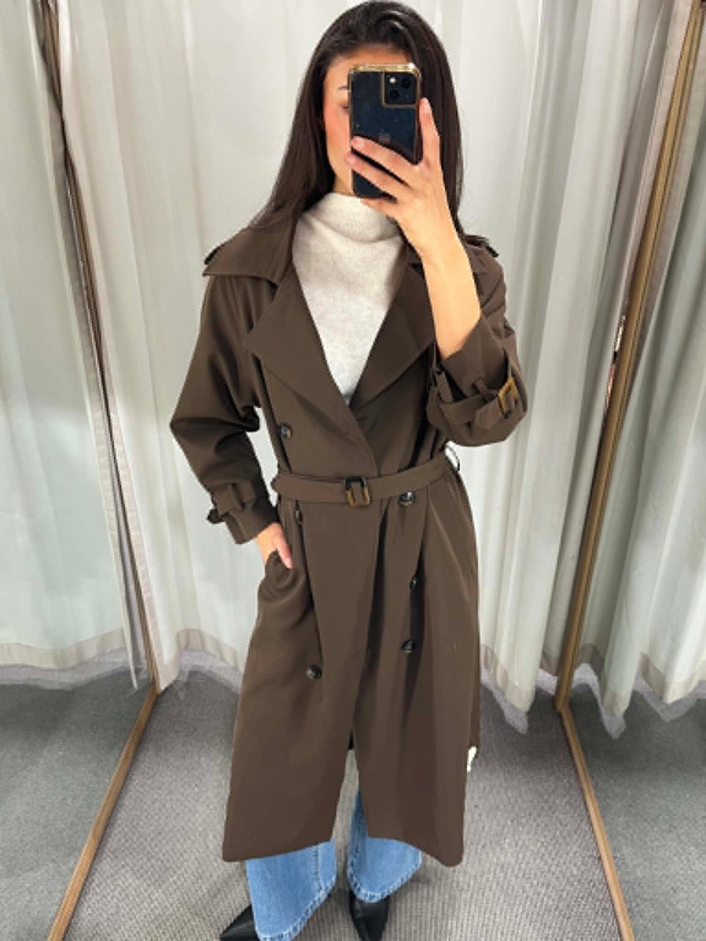 Illusion Trench Coat Chocolate