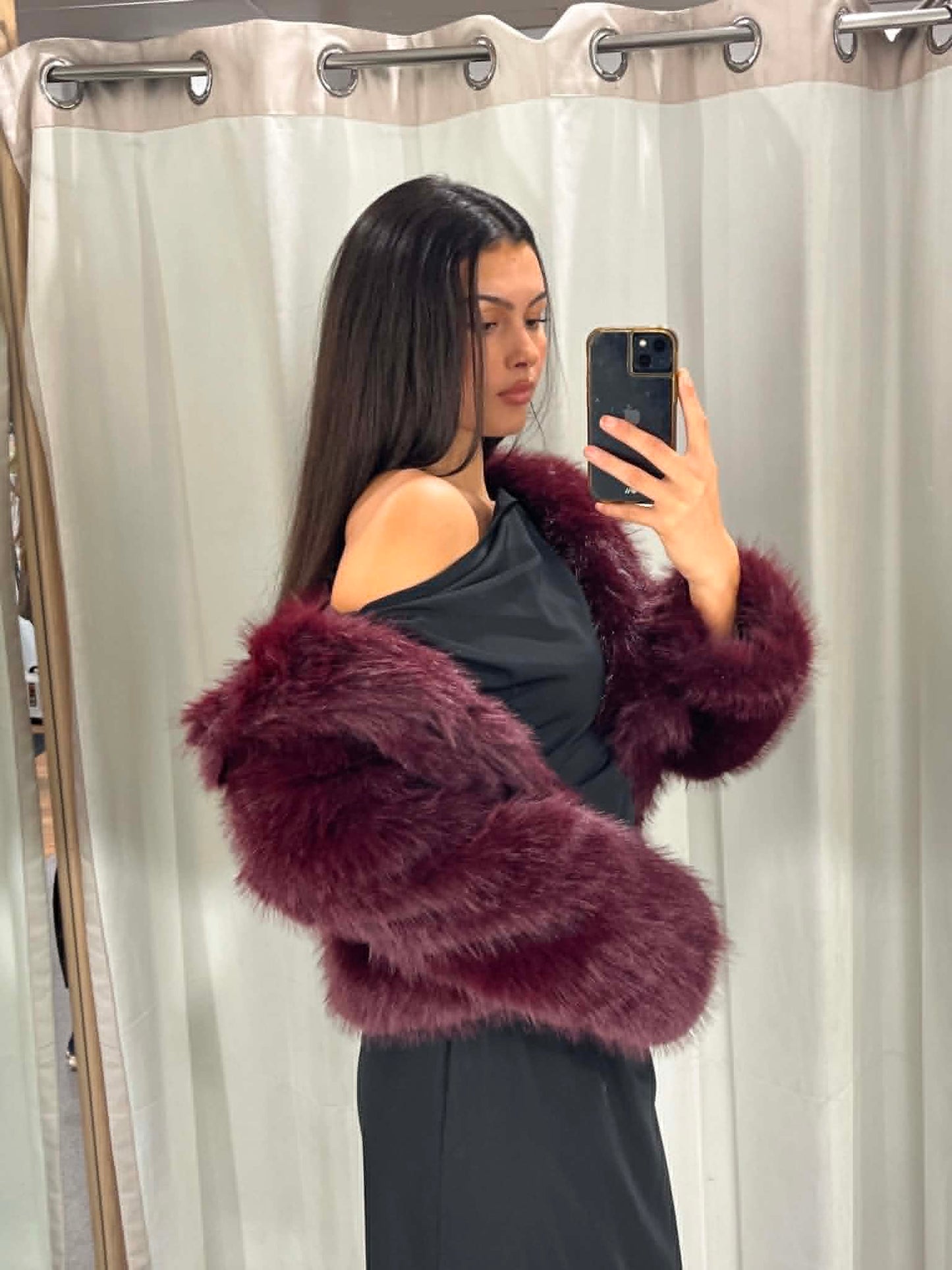 Empire Faux Fur  Burgandy