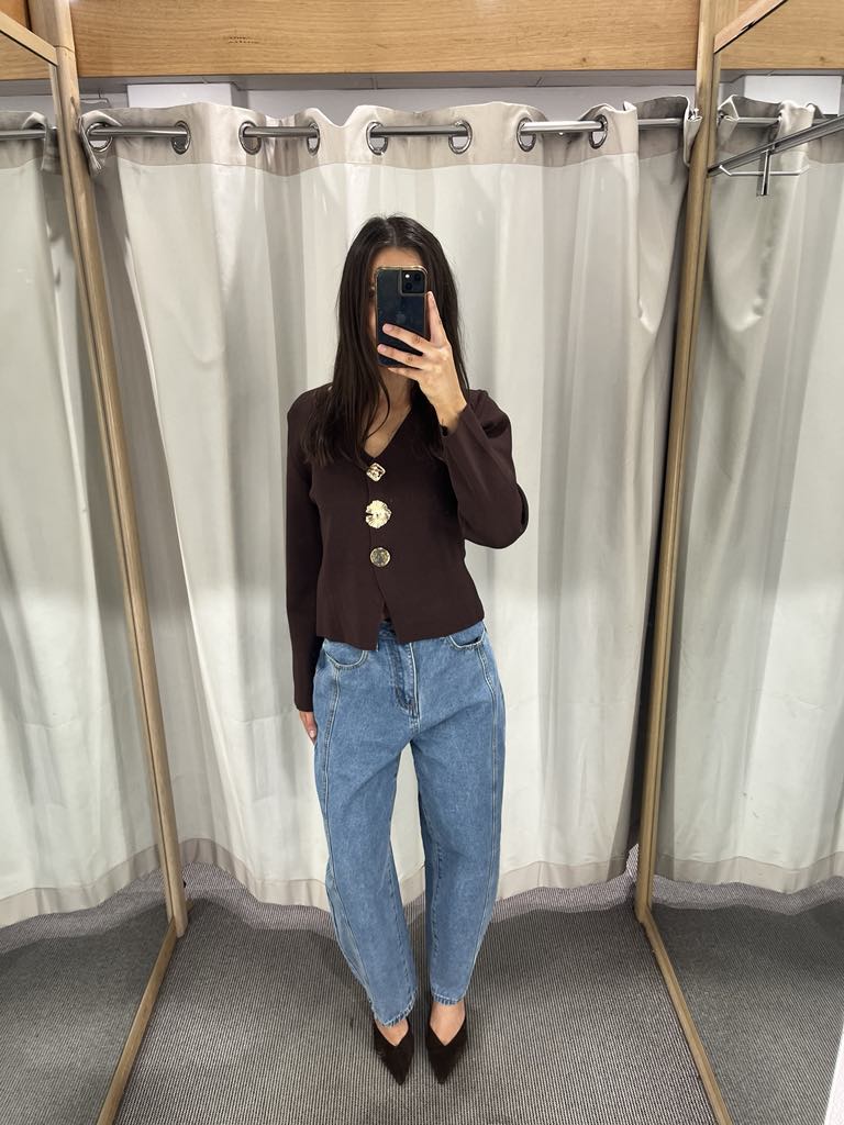 Chocolate Gold Button Cardigan