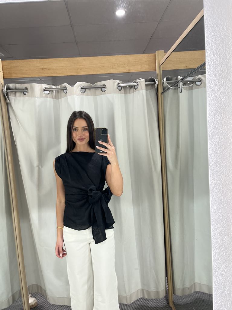 valerie linen knot top