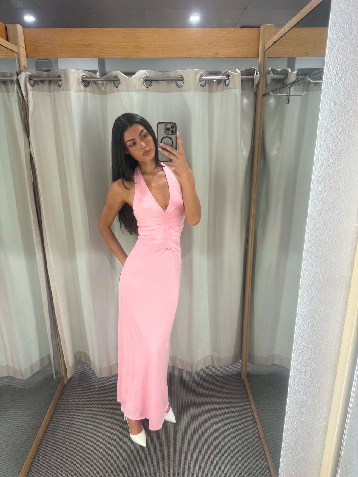 Halter Neck Pink Dress