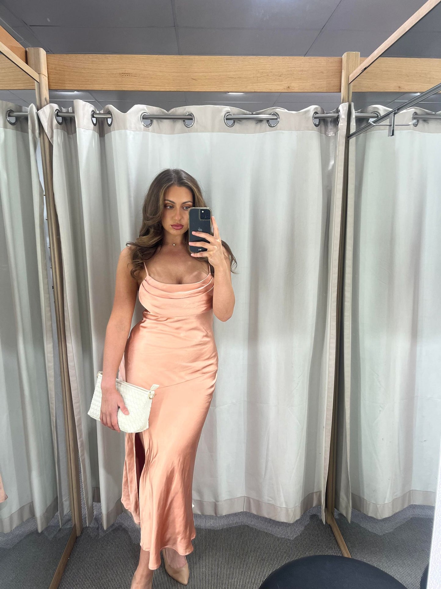 Lucas Satin Dress Peach