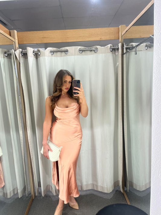 Lucas Satin Dress Peach