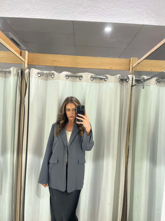 Oversized Blazer Jacket Grey