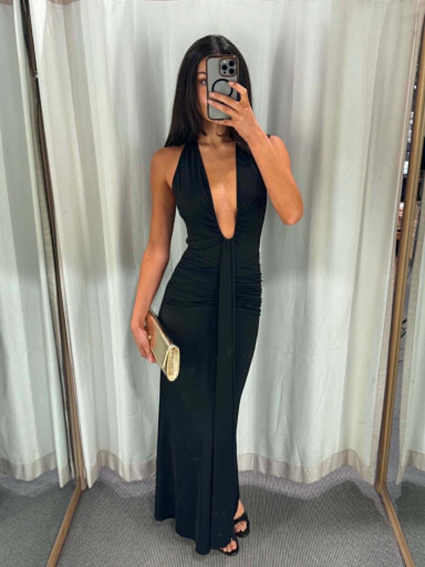 The Seraphina Halter Maxi Dress – Black