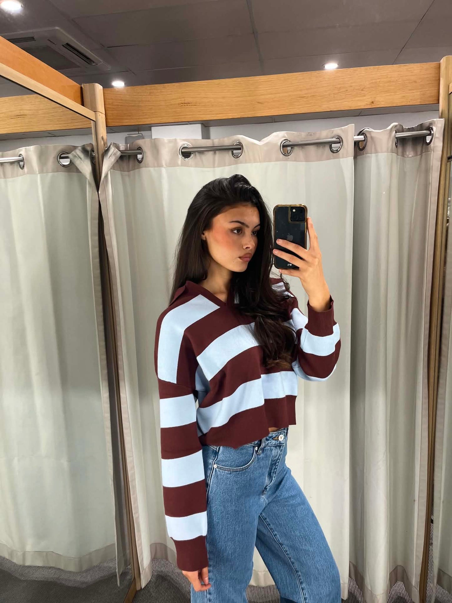 Chocolate and Sky Stripe Knit