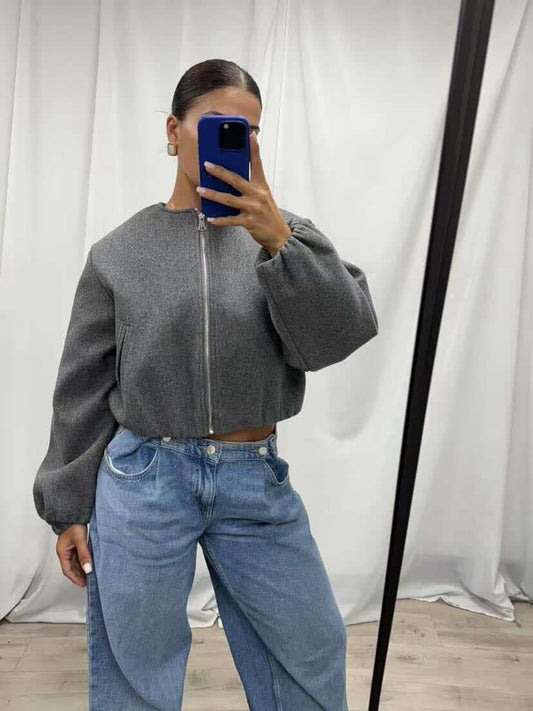 Greige Bomber Jacket