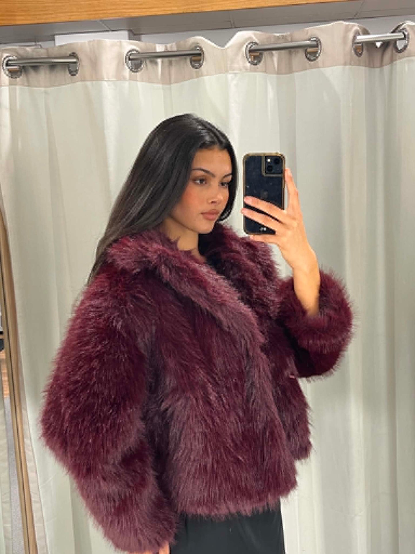 Empire Faux Fur  Burgandy