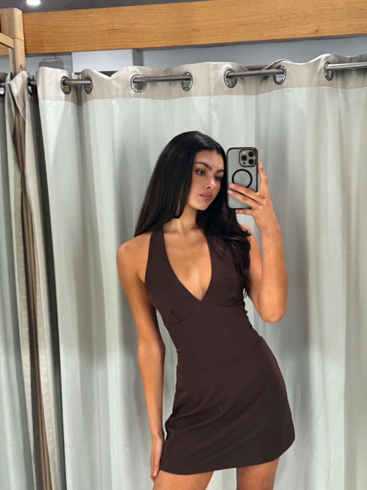 The Marcella Mini Dress – Chocolate