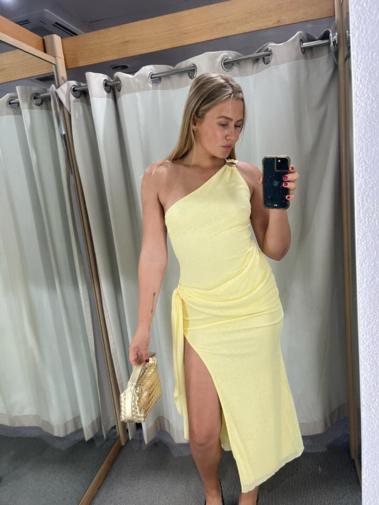 Bowie One Shoulder Dress Yellow