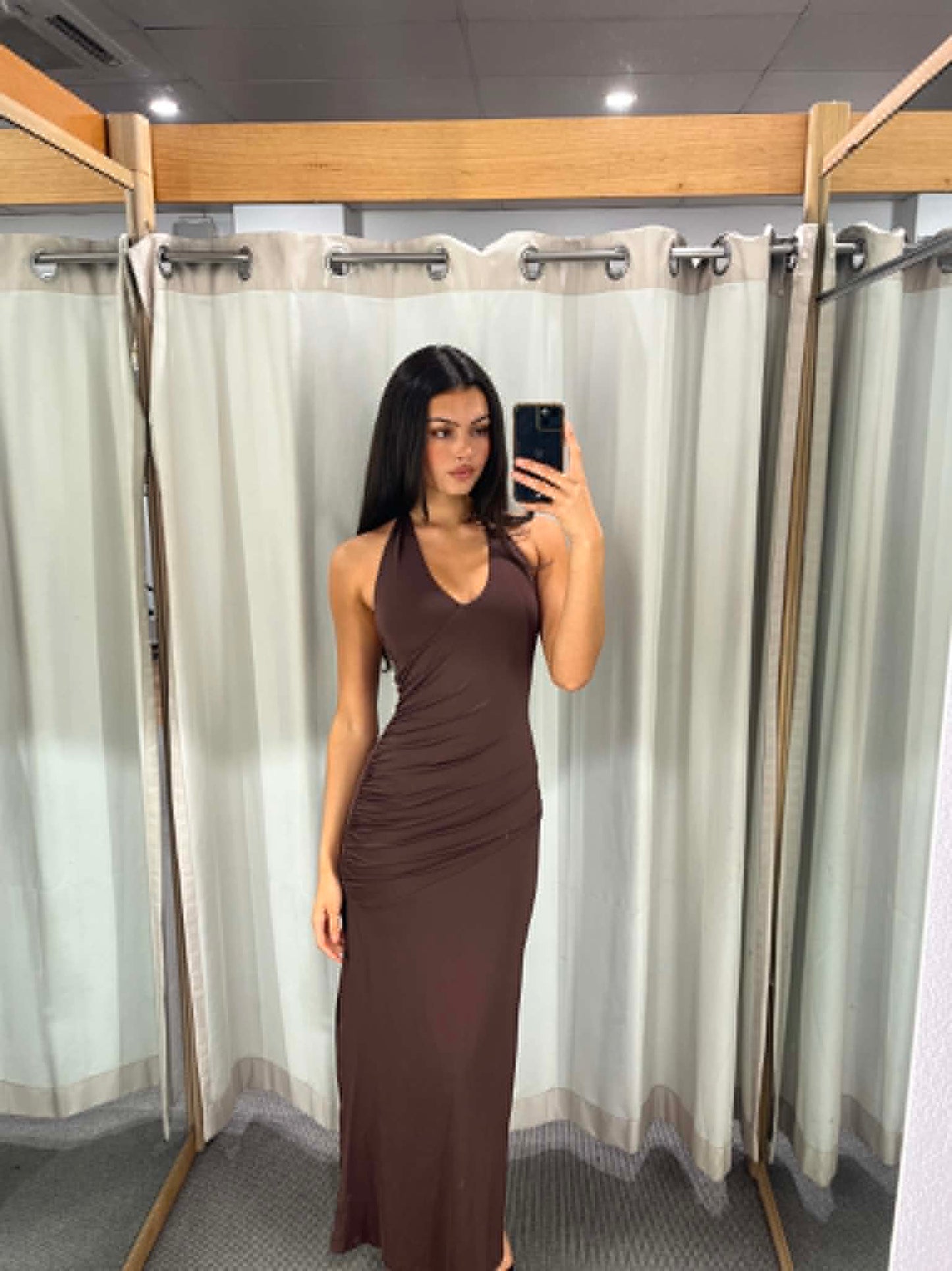 Chocolate Halter Maxi Dress