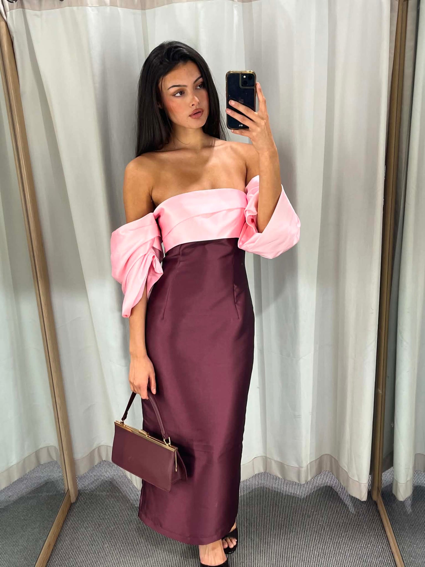 Matilda Shoulder Midi Cherry/Pink