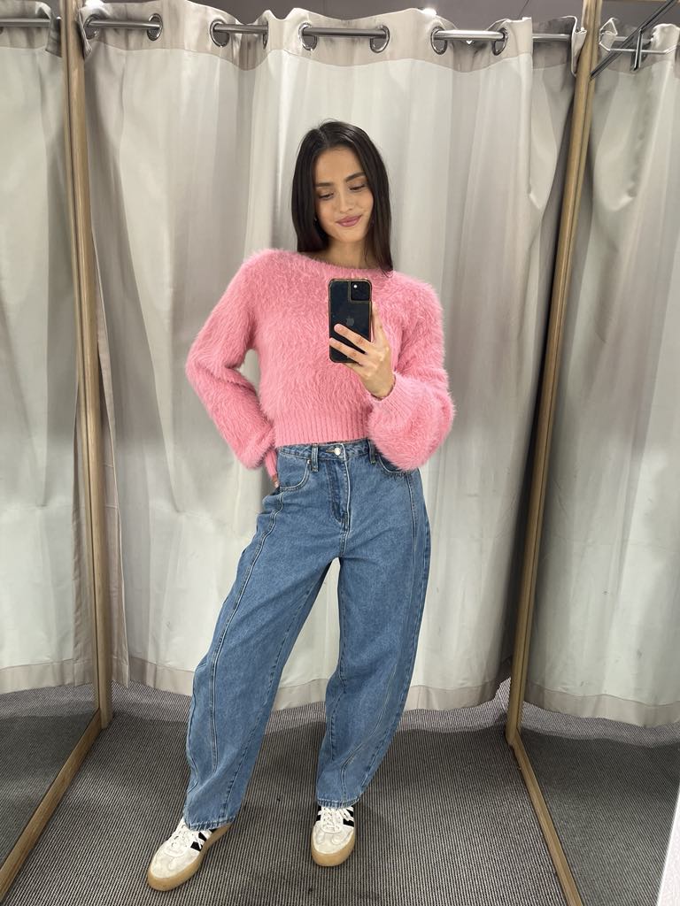 Clio Fluffy Knit Mink Pink