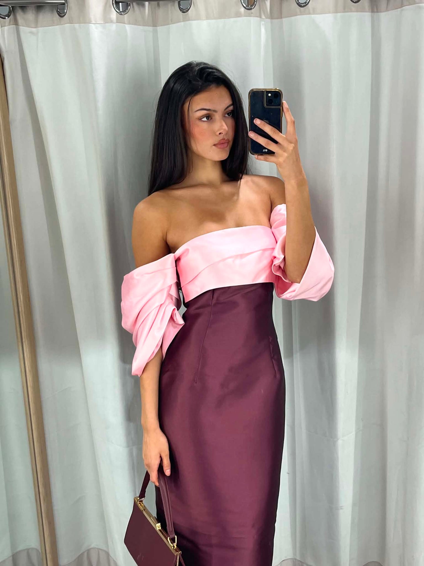 Matilda Shoulder Midi Cherry/Pink