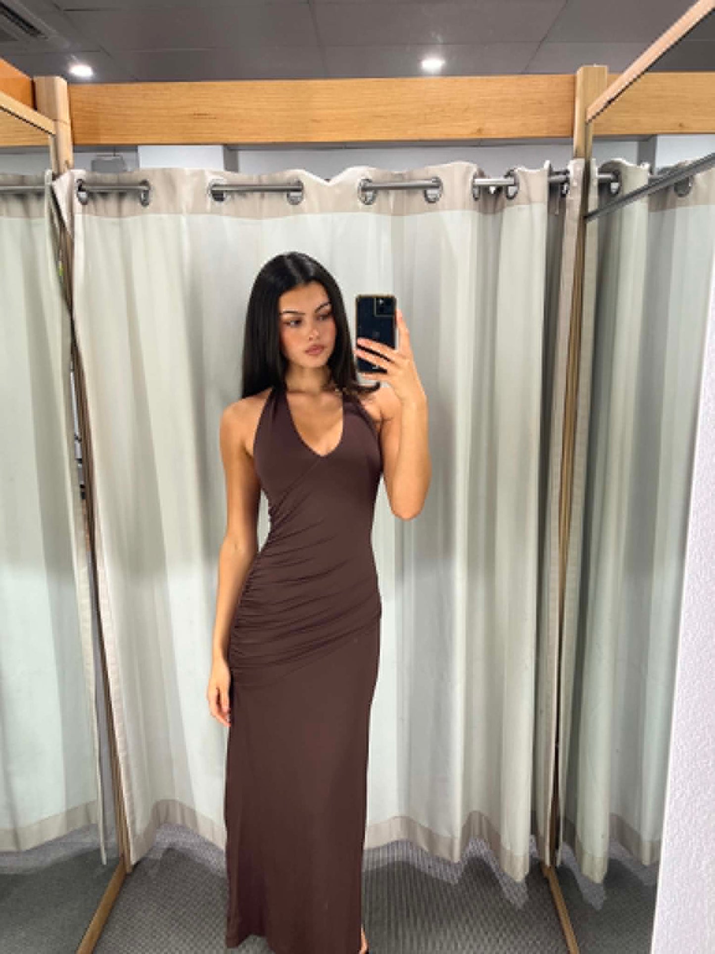 Chocolate Halter Maxi Dress