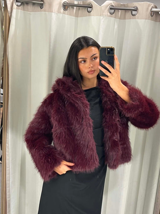 Empire Faux Fur  Burgandy