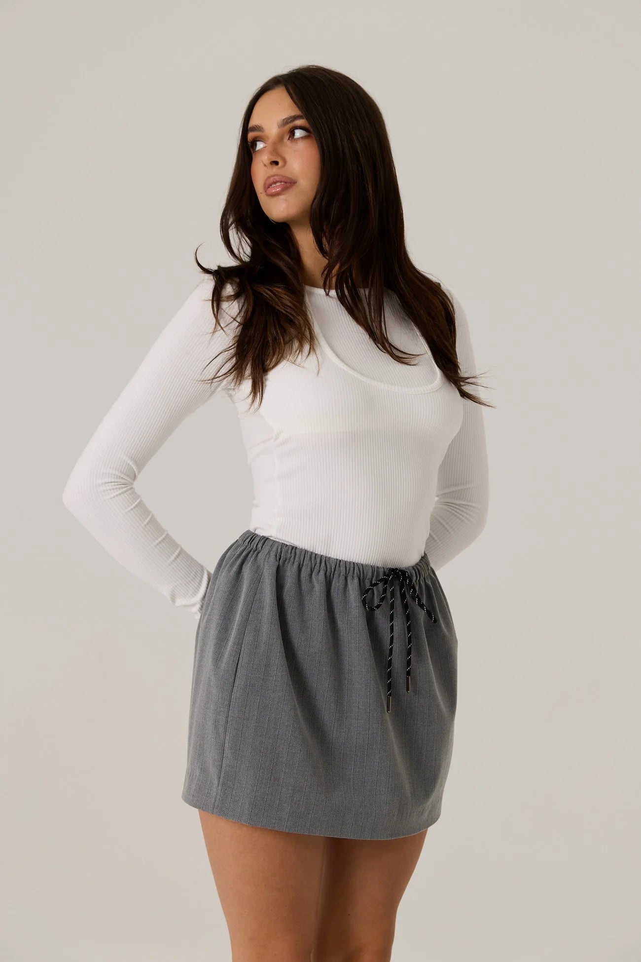 Nova Pinstripe Mini Skirt Coming Soon