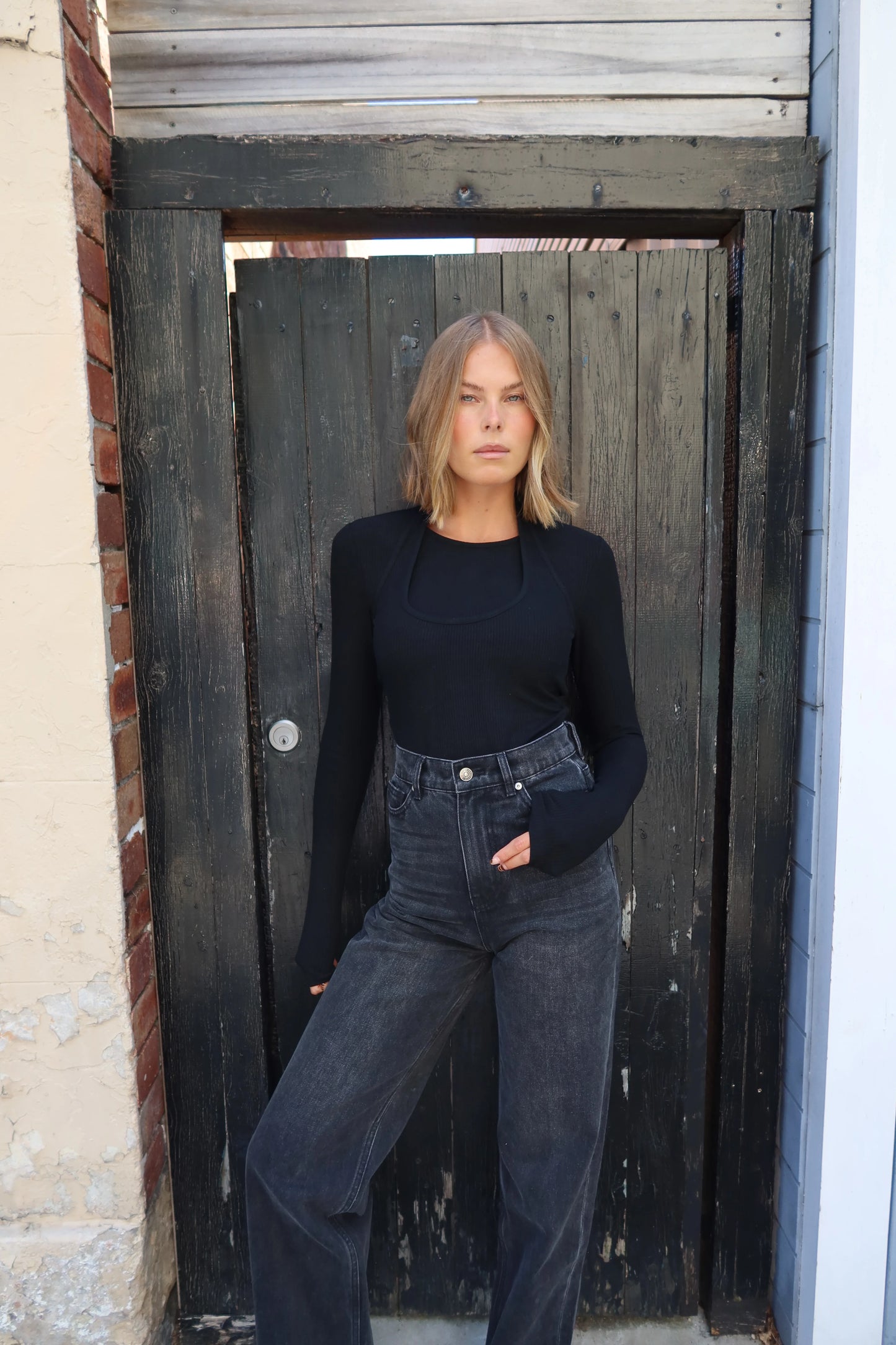 Romy High Rise Jean Washed Black