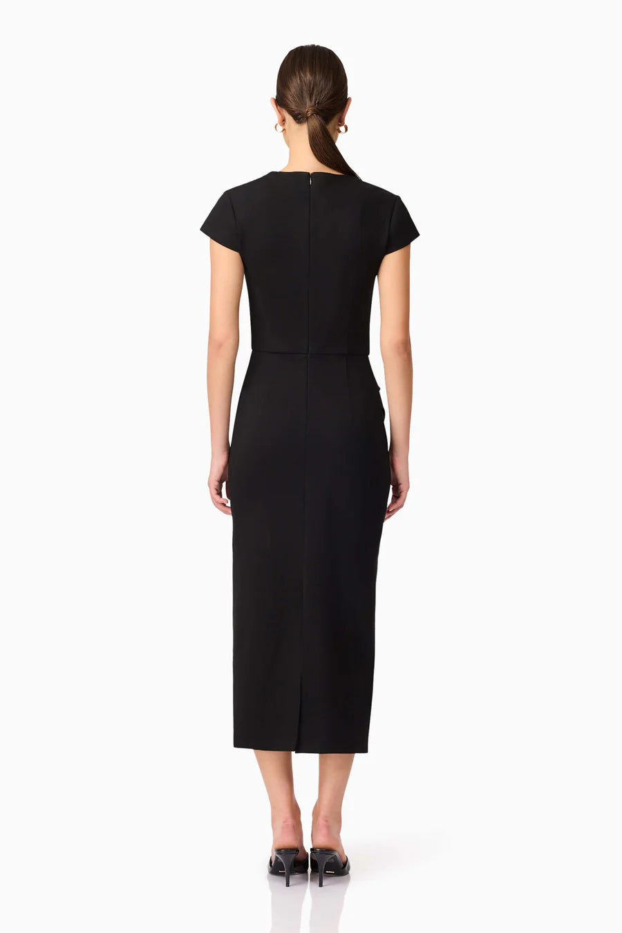 Alina Fitted Midi Dress in Black