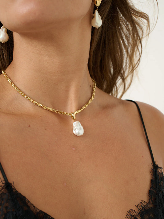Organic Pearl 18K Gold Plated Pendant Necklace