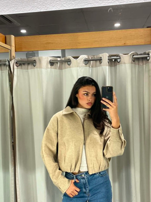 Oat Zip Up Bomber Jacket