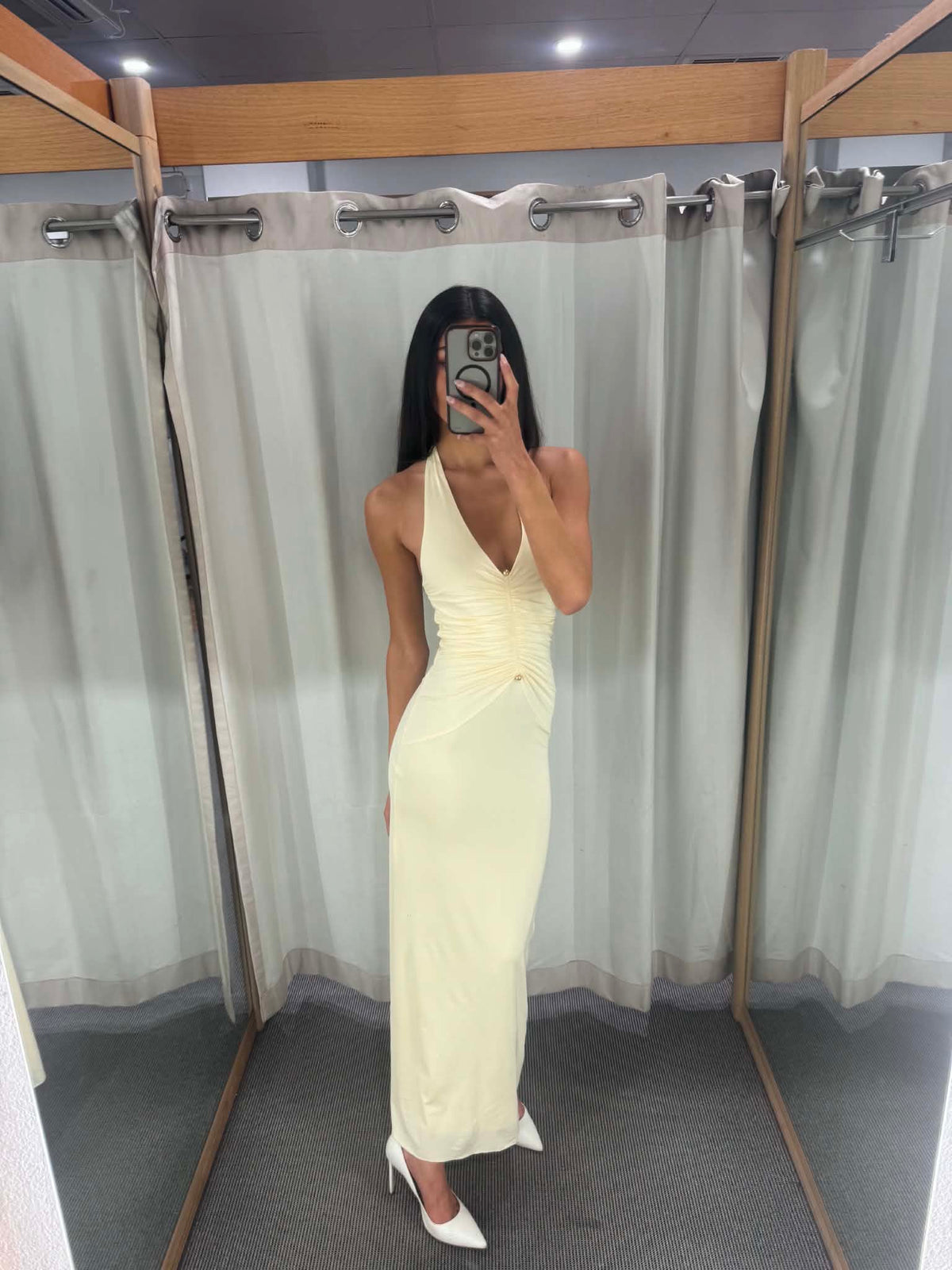 Halter Neck Yellow Dress