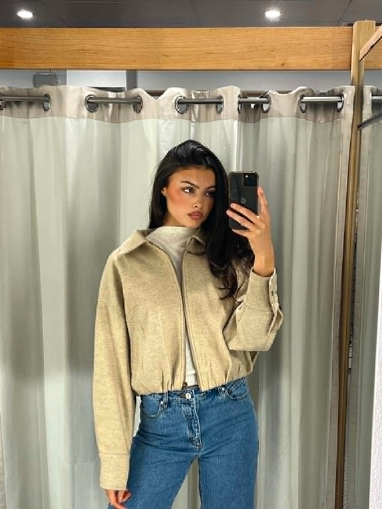 Oat Zip Up Bomber Jacket
