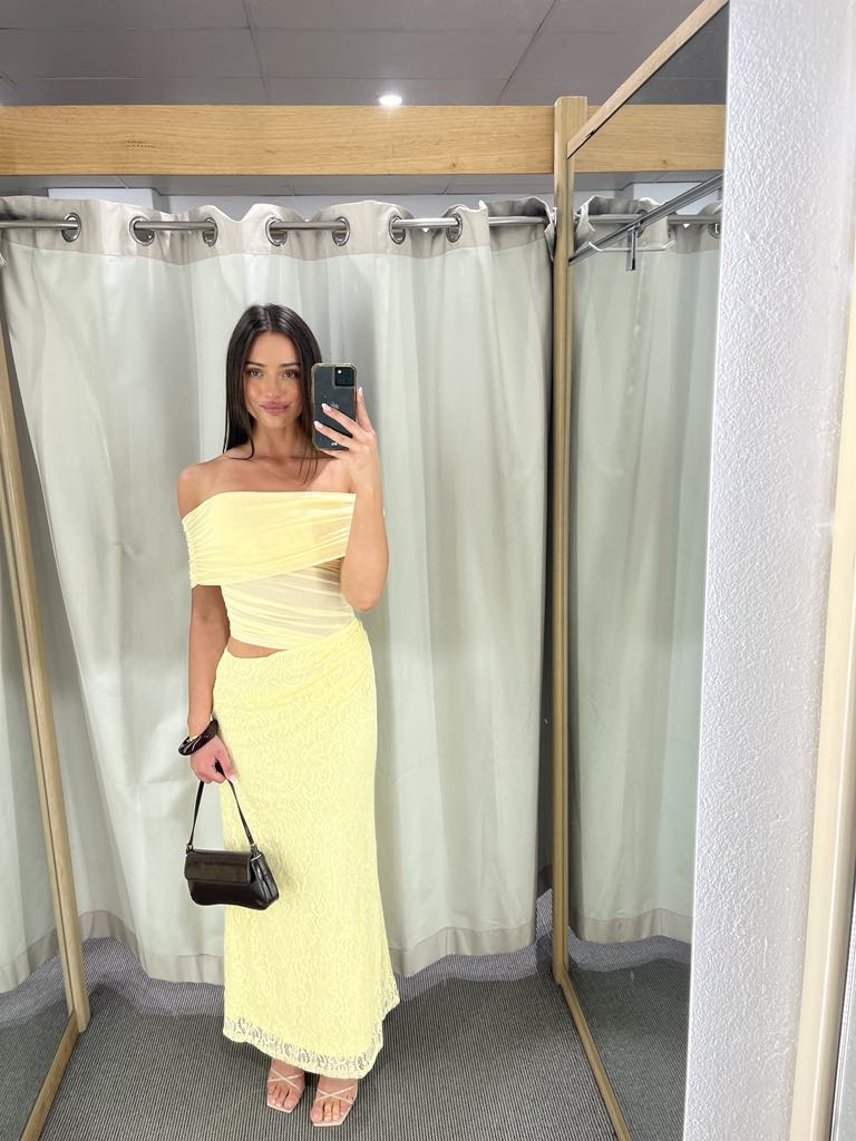 Eden butter off the shoulder detailed dress