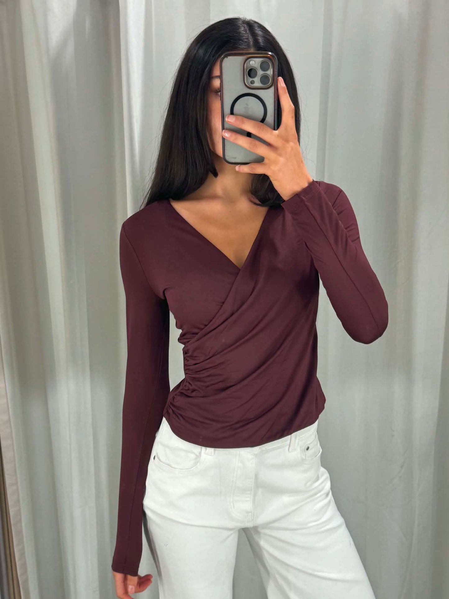 The Vienna Ruched Wrap Top