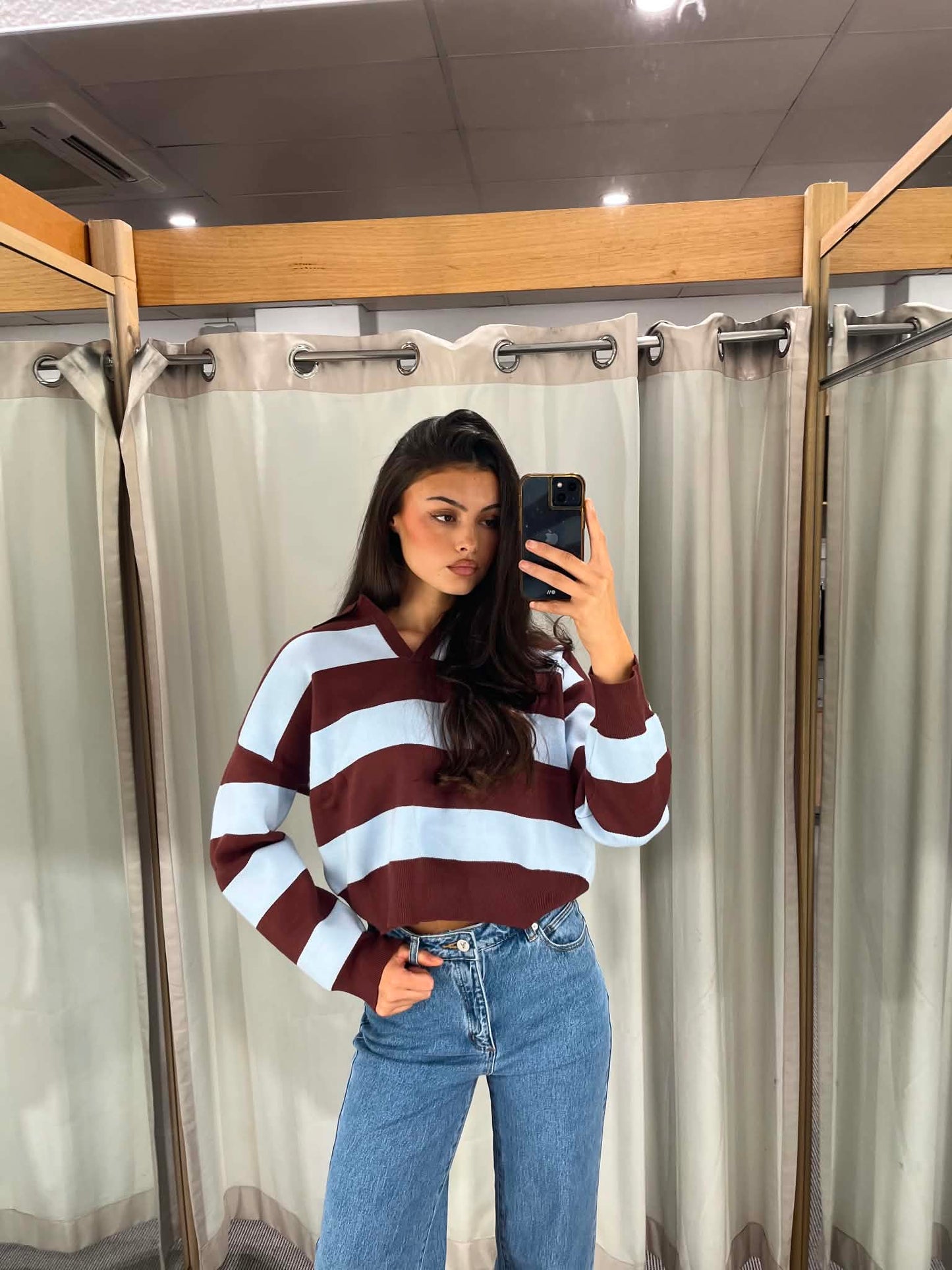 Chocolate and Sky Stripe Knit