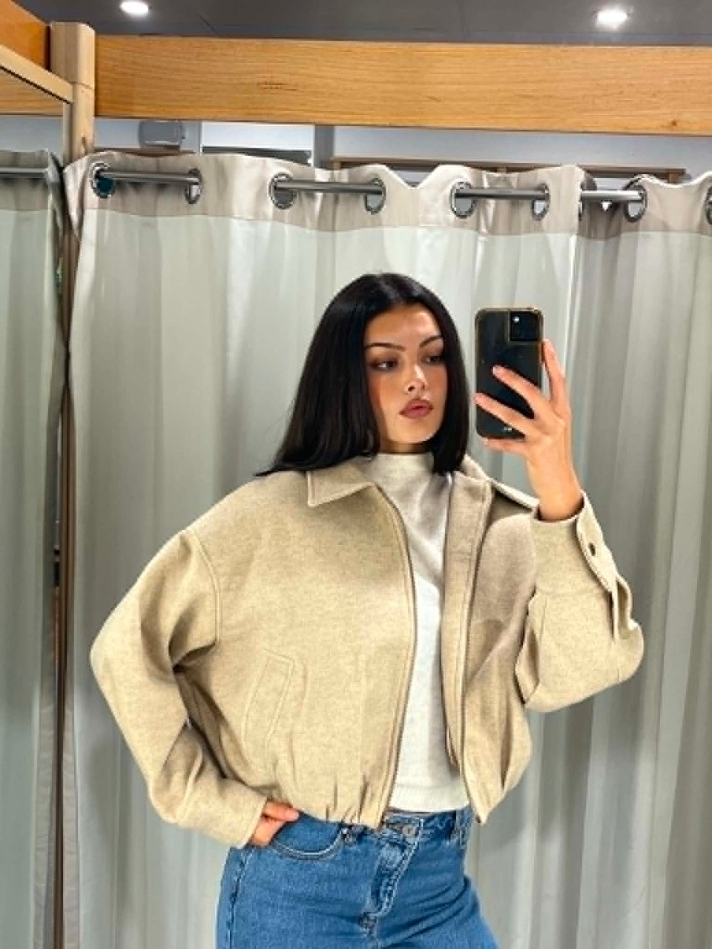 Oat Zip Up Bomber Jacket