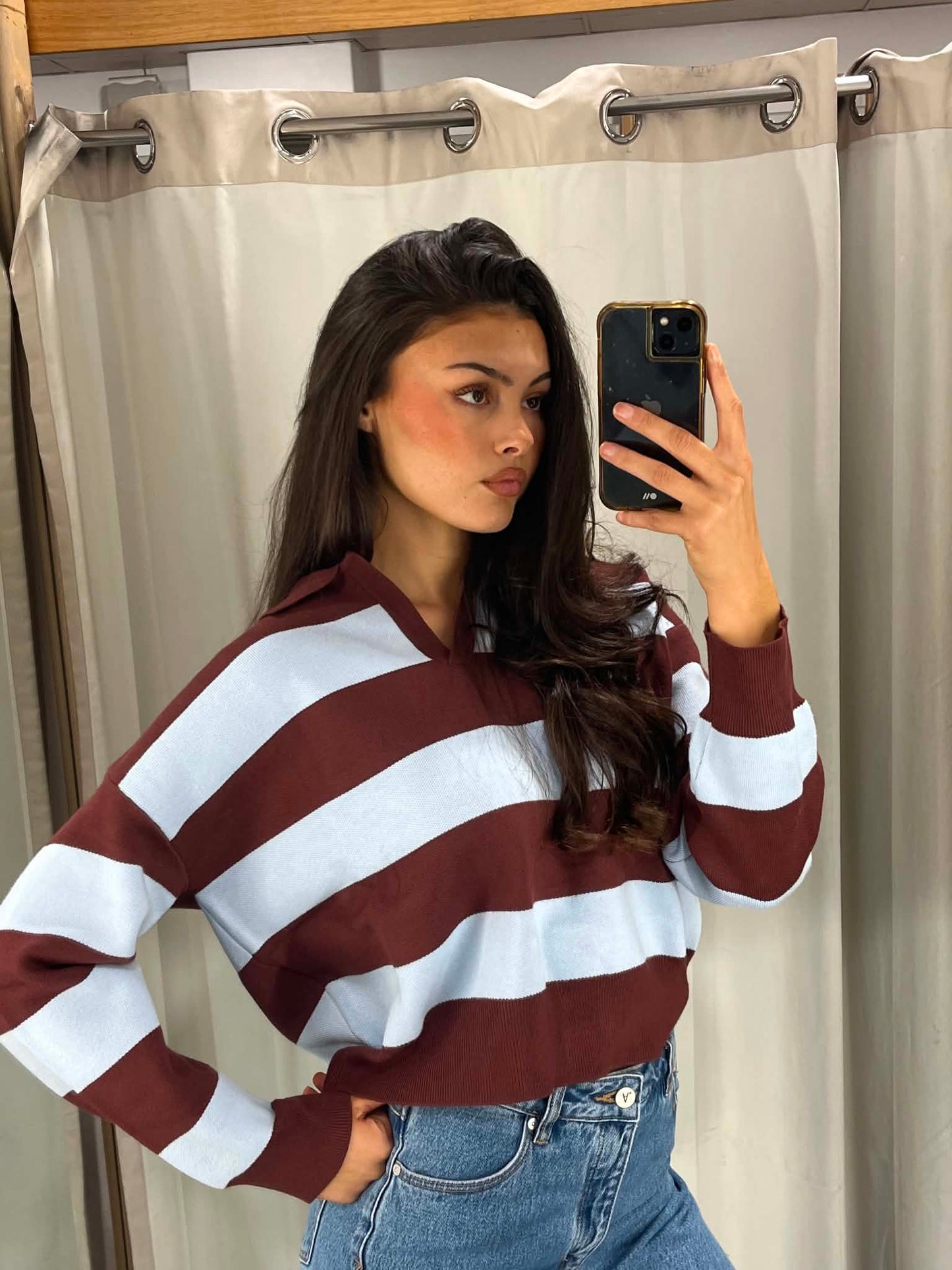Chocolate and Sky Stripe Knit