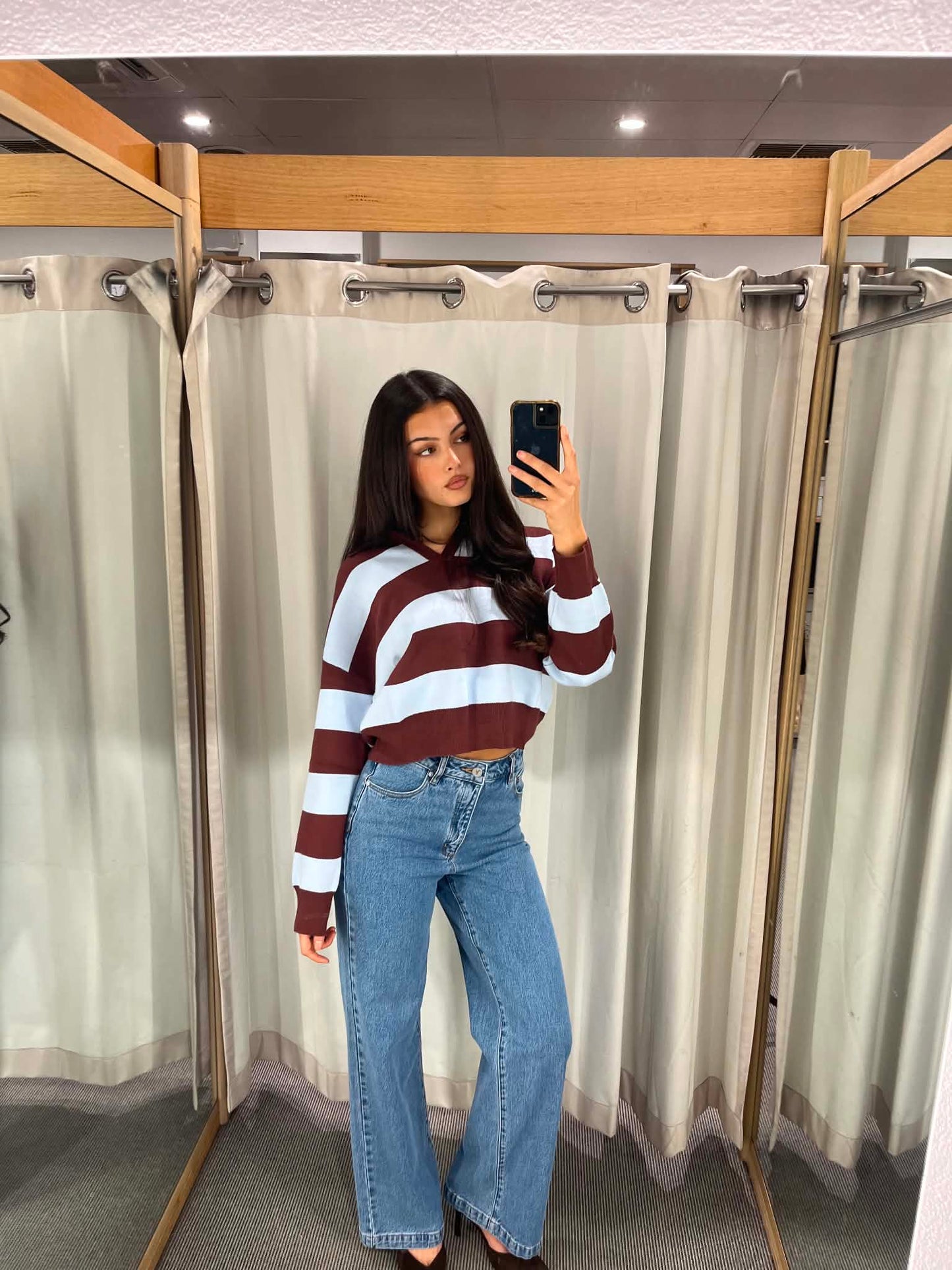 Chocolate and Sky Stripe Knit