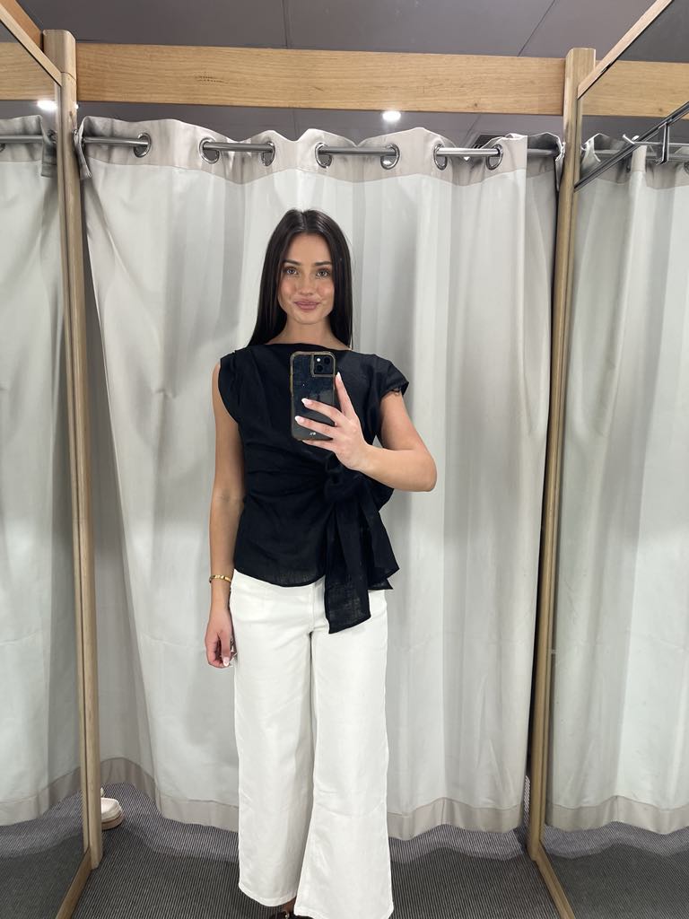 valerie linen knot top