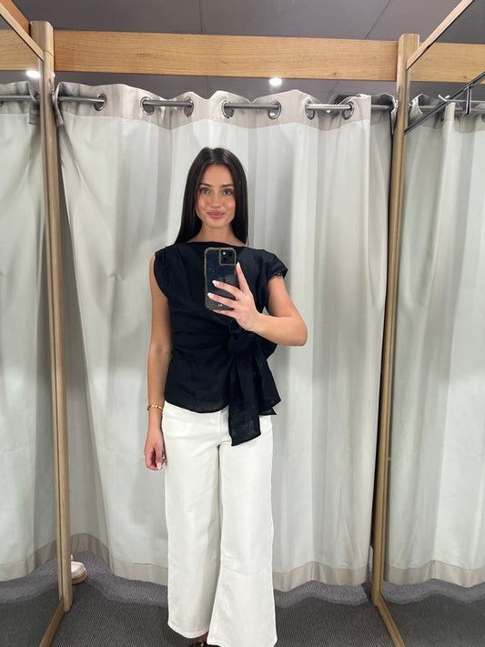 valerie linen knot top